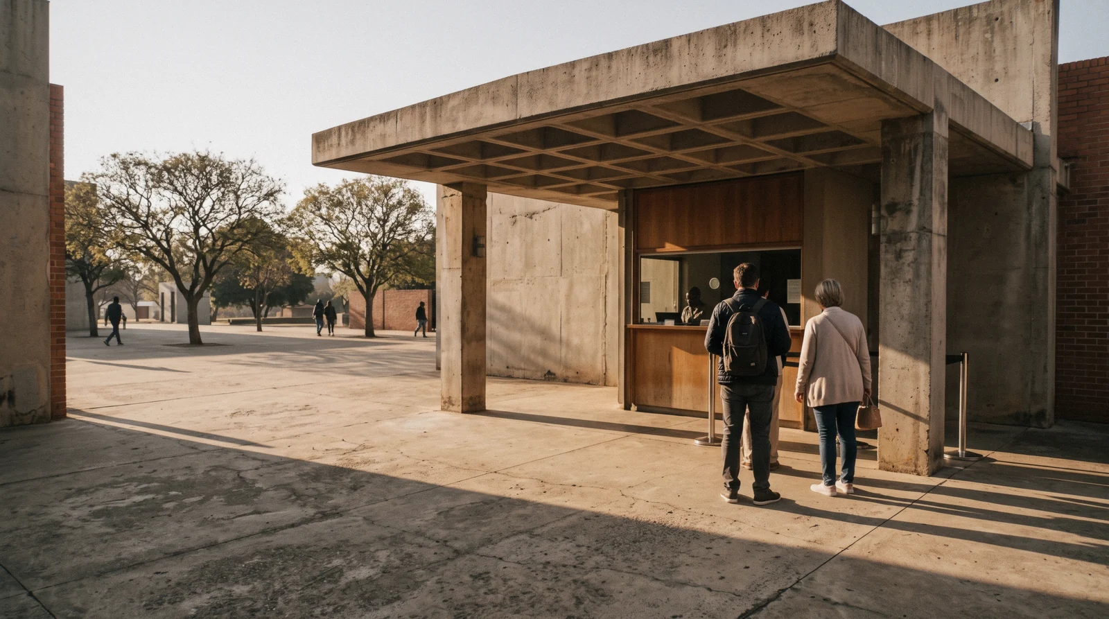 Entrance gates and ticket booths at a Johannesburg attraction