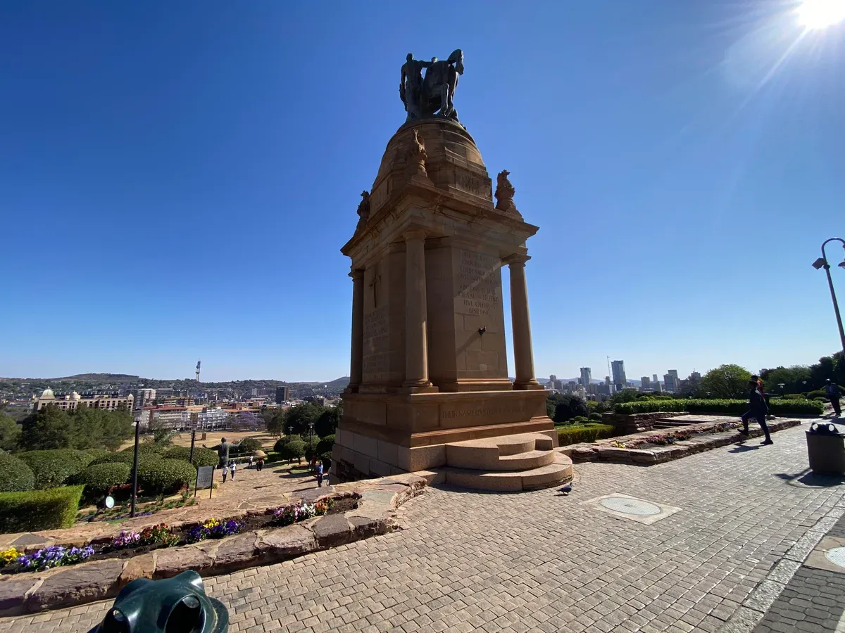 The Union Buildings colonnade seen across the terraced gardens in Pretoria